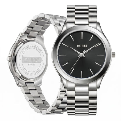 HOTBUREI Men Watches Gifts for Men Fashion Stainless Steel Analog Quartz Waterproof Watches for Mens