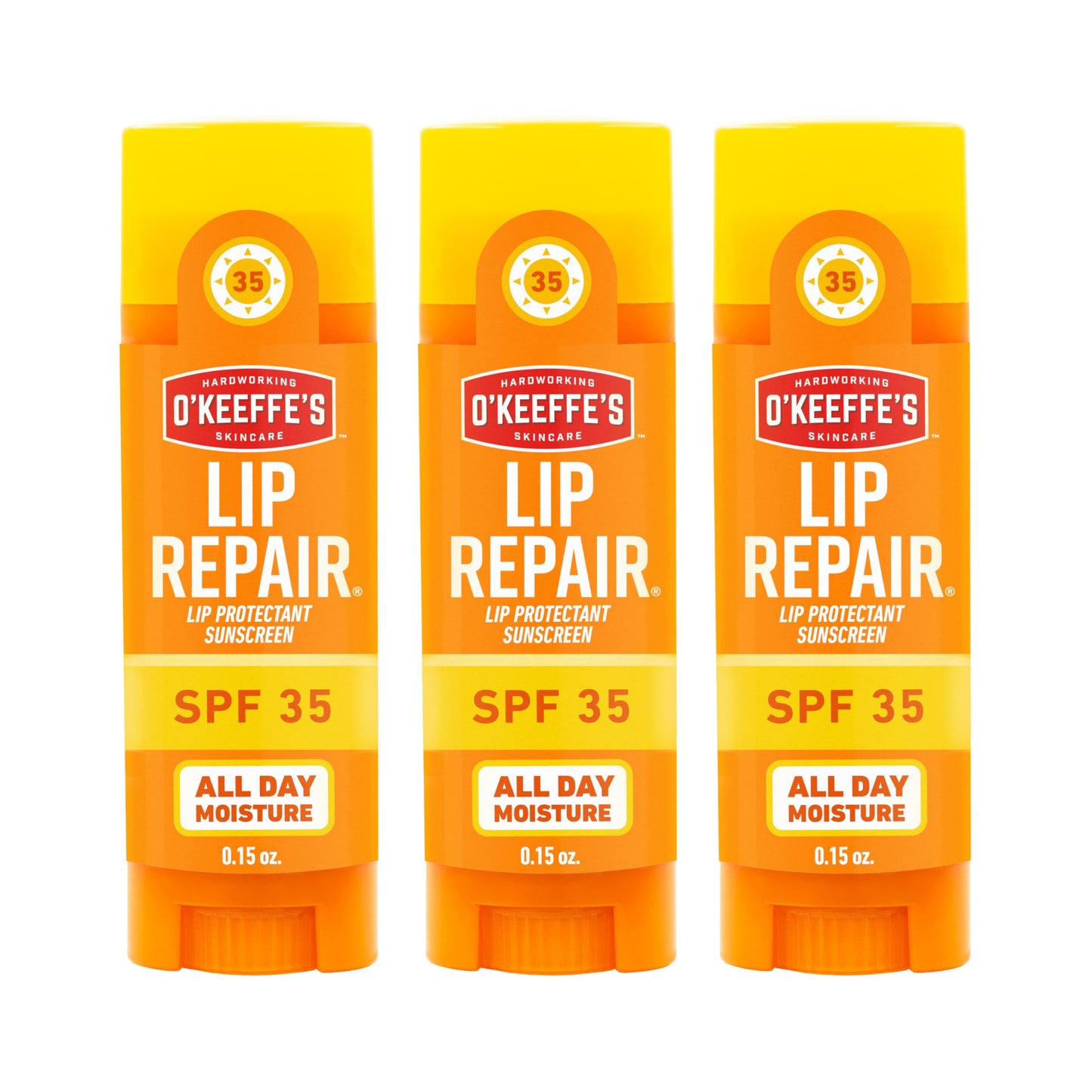 HOTO'Keeffe's Lip Repair SPF 35 Lip Balm - Stick (3 Pack) - Sun-Safe Moisturizer for Extremely Cracked, Dry Lips
