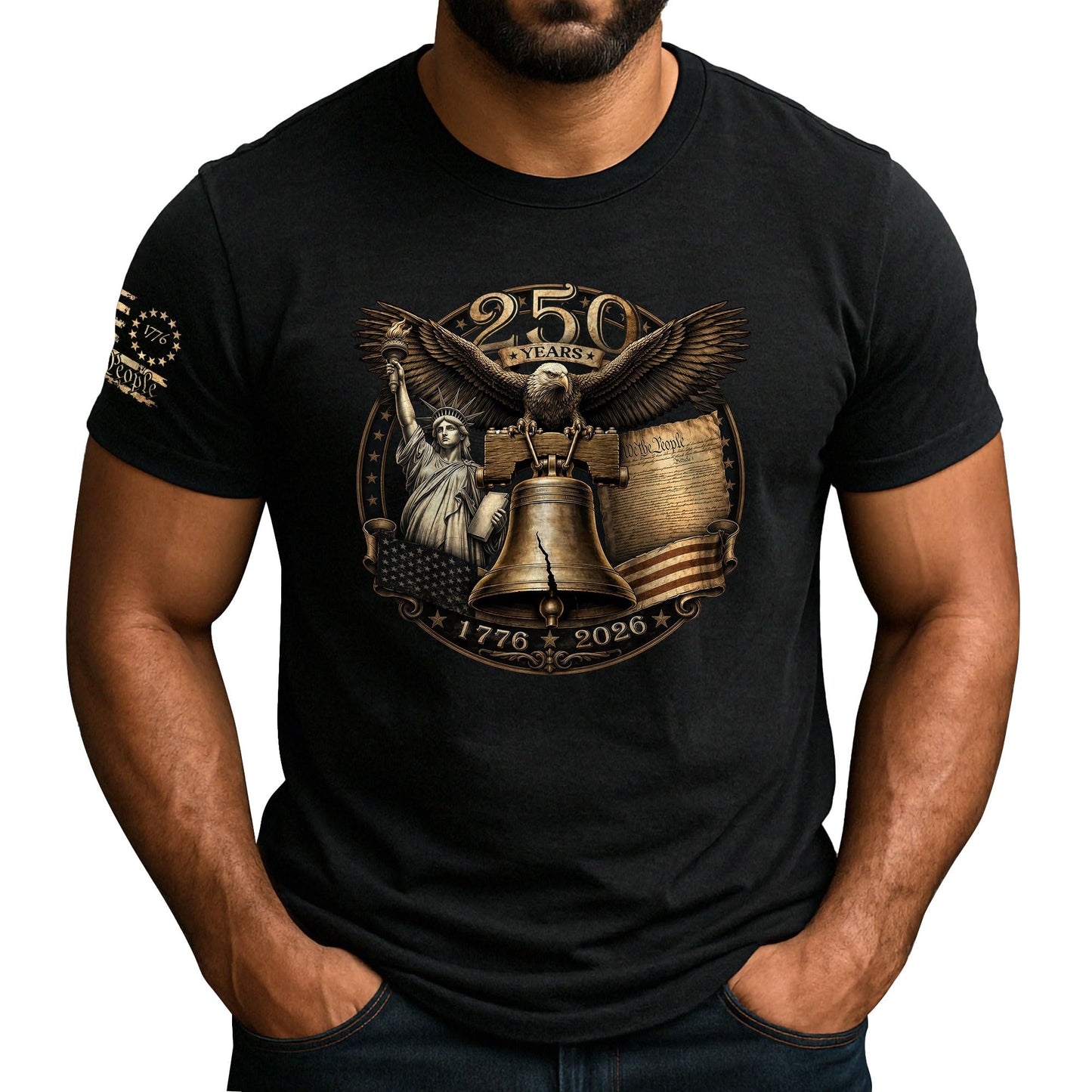HOT250th Anniversary USA Shirt, 1776-2026 Graphic Shirts for Men | Graphic T-shirt featuring 1776-2026 inspired artwork, suitable for holidays, gatherings, casual wear, and everyday outfits