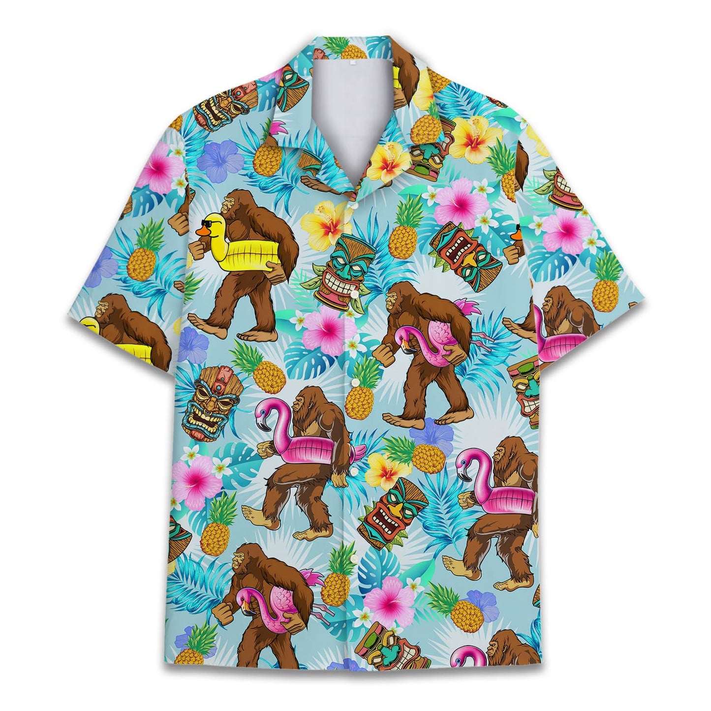 HOTTropical Bigfoot Hawaiian Shirts for Men Women, Sasquatch Summer Beach Button Down Short Sleeve