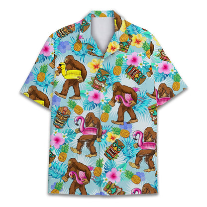 HOTTropical Bigfoot Hawaiian Shirts for Men Women, Sasquatch Summer Beach Button Down Short Sleeve