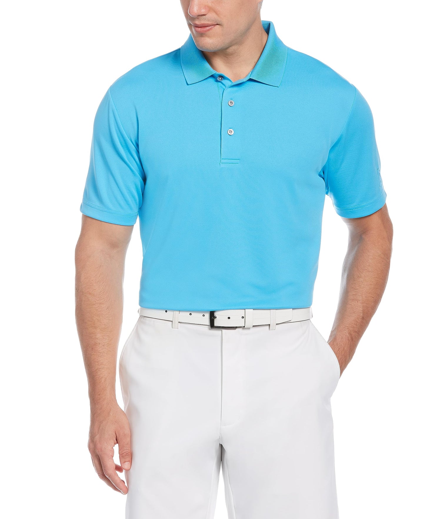 HOTPGA Tour Men's Airflux Solid Mesh Short Sleeve Classic Golf Polo Shirt