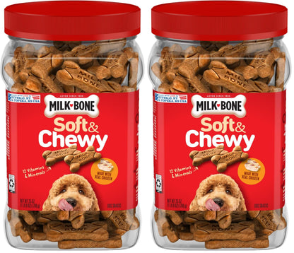 HOTMilk-Bone Soft & Chewy Dog Treats, Made with Real Beef & Filet Mignon, 25 Ounce Canister