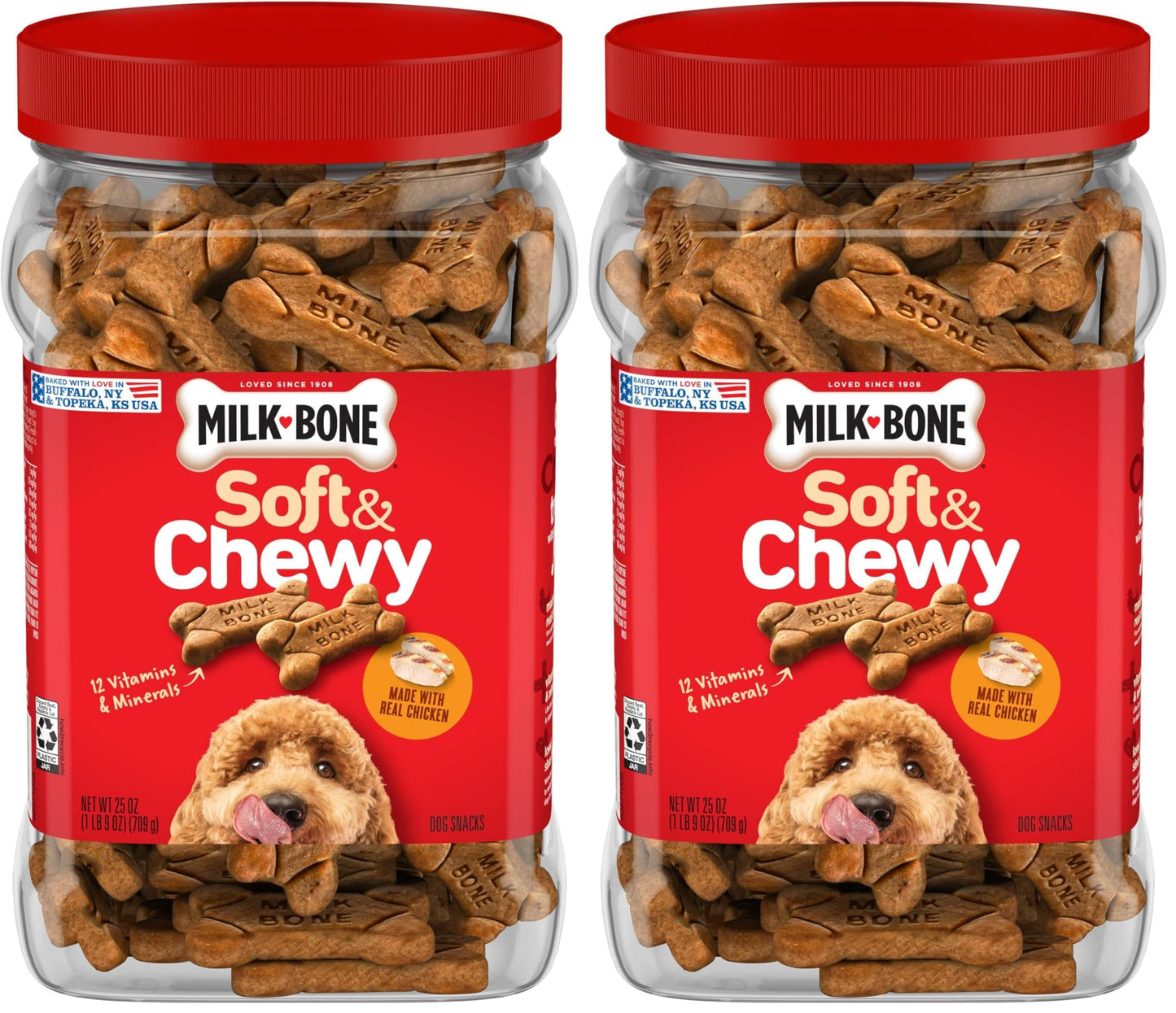 HOTMilk-Bone Soft & Chewy Mini's Dog Training Treats, 18 oz Canister | Made with real chicken breast, small dog treats for training and rewarding, 18% protein, fortified with vitamins and minerals
