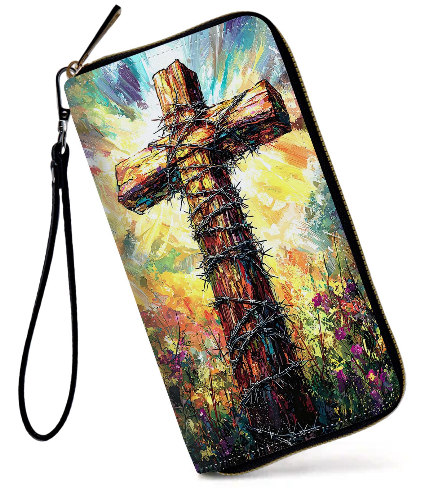 HOTWomens Wallet, Large Capacity RFID Blocking PU Leather Wristlet Wallets for Women Ladies Men Credit Card Holder Zipper Wallet Phone Holder Clutch Travel Purse, Art Moon Starry Night