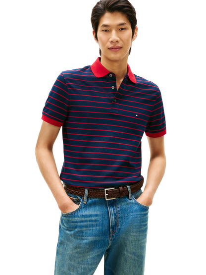 HOTTommy Hilfiger Men's Short Sleeve Polo Shirts in Slim Fit with Stretch and Organic Pique Cotton