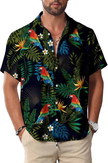 HOTKYKU Hawaiian Shirt for Men: Beach Vacation Summer Short Sleeve Button Down Mens Shirts Casual Stylish
