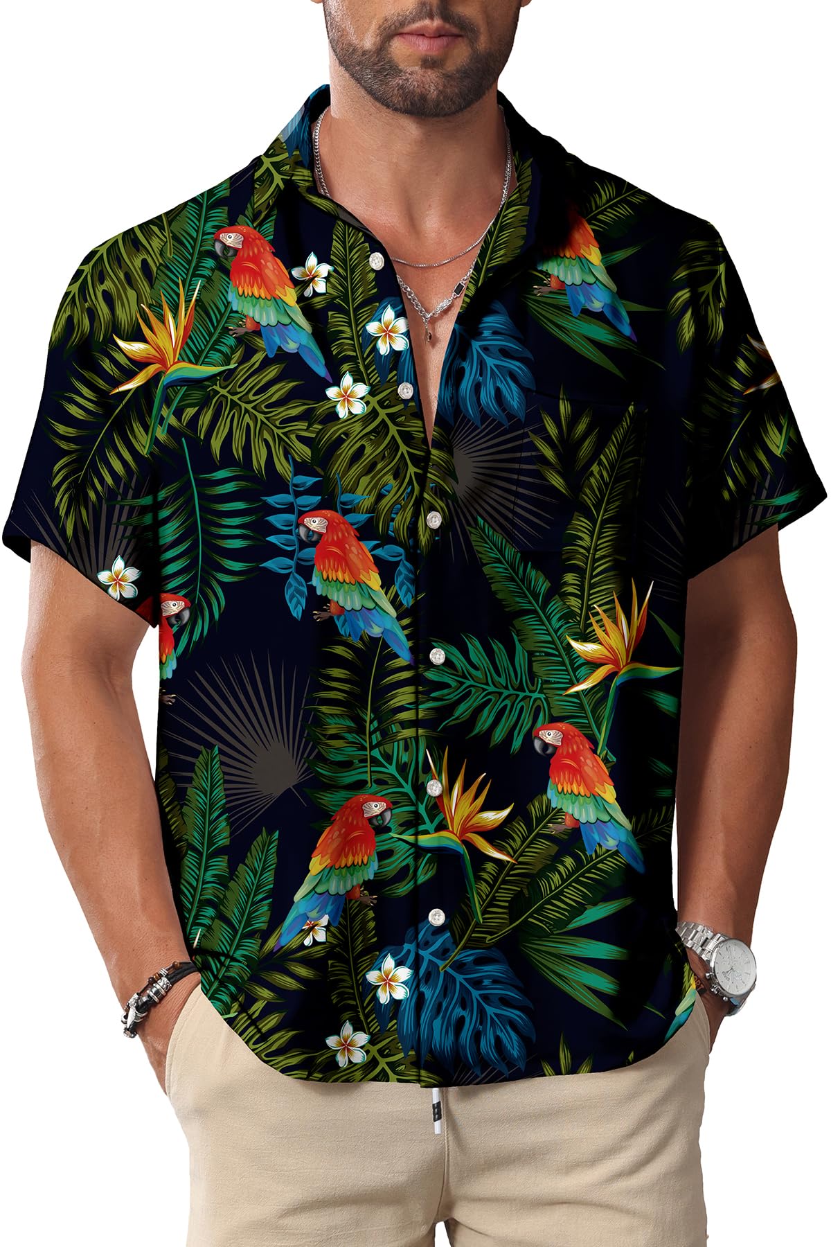 HOTKYKU Hawaiian Shirt for Men: Beach Vacation Summer Short Sleeve Button Down Mens Shirts Casual Stylish