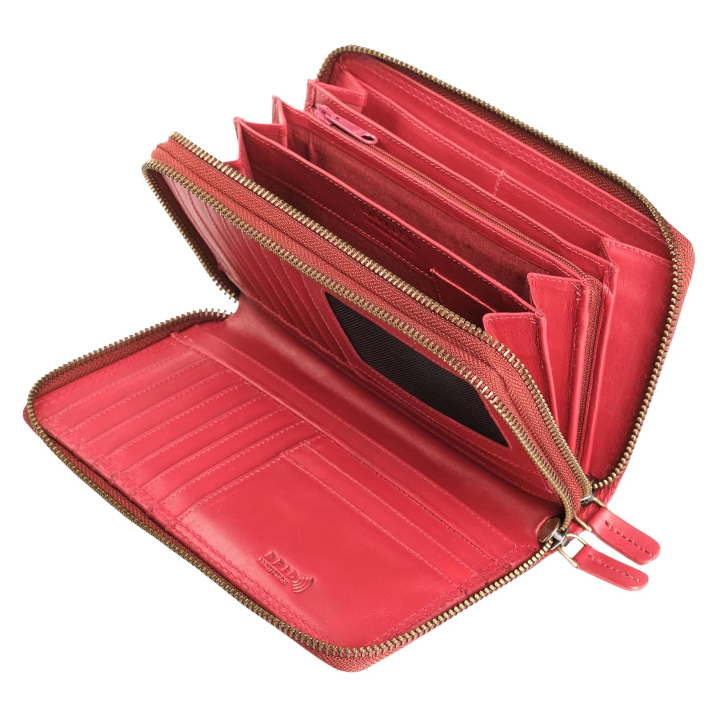 HOTLeather RFID Wallet Women – Modern RFID Womens Wallet- Big Multiple Compartments – Credit Card Holder – Handcrafted Genuine Leather -Carteras de Mujer Piel
