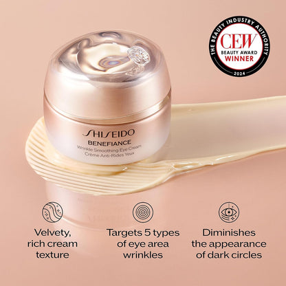HOTShiseido Benefiance Wrinkle Smoothing Eye Cream - 15 mL - Visibly Improves Five Types of Eye Wrinkles, Dark Circles & Puffiness - 48-HR Hydration - All Skin Types - Non-Comedogenic