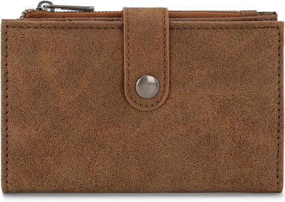 HOT× Wrangler Small Wallet for Women Designer Bifold Wallet Embossed Women'S Wallets, Card Cases & Money Organizers, Brown