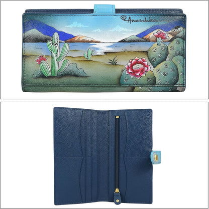 HOTAnuschka Women’s Original Genuine Leather Hand-Painted Two-Fold Organiser Wallet - Canyon Birds