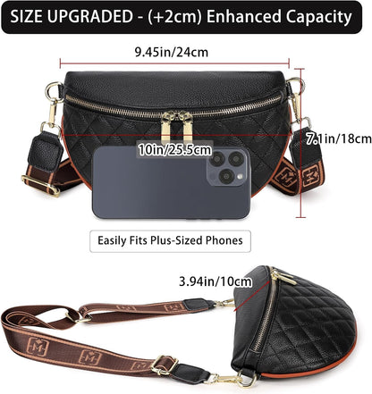 HOTEslcorri Small Crossbody Sling Bag for Women Trendy - Fanny Packs Leather Chest Belt Bum Bag Anti Theft Purse for Travel
