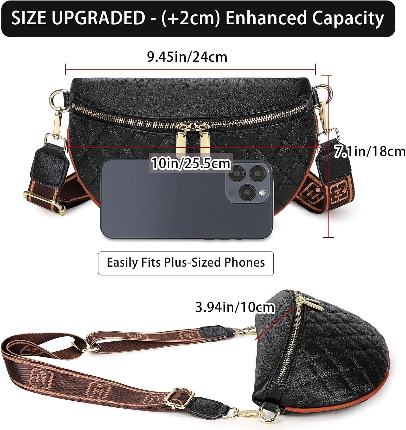 HOTEslcorri Small Crossbody Sling Bag for Women Trendy - Fanny Packs Leather Chest Belt Bum Bag Anti Theft Purse for Travel