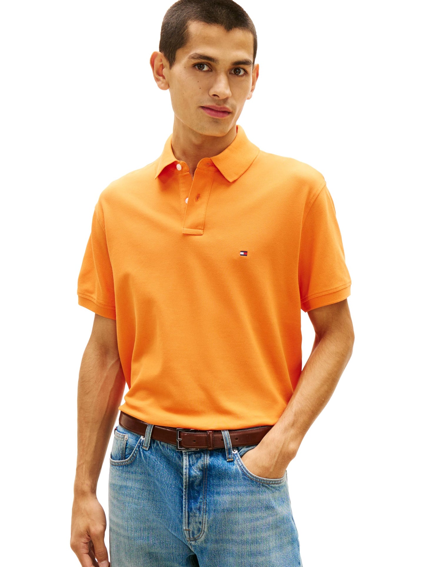 HOTTommy Hilfiger Men's Short Sleeve Polo Shirts in Classic Fit with Stretch and Organic Pique Cotton