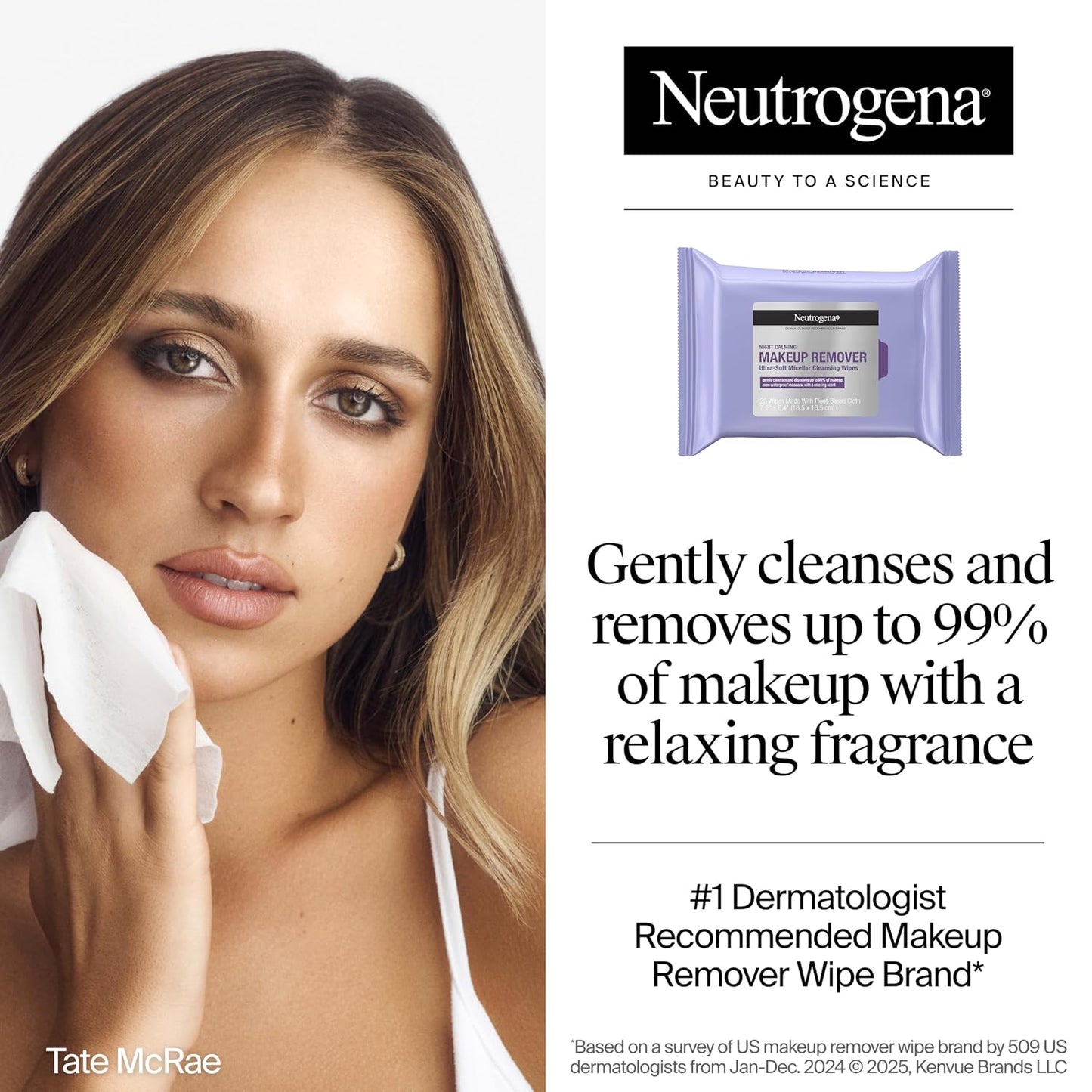 HOTNeutrogena Night Calming Makeup Remover Face Wipes, Nighttime Cleansing Towelettes Remove Sweat, Dirt & Makeup & Calms Skin, Hypoallergenic, 100% Plant Based Cloth, 50 Count (2 Packs of 25)