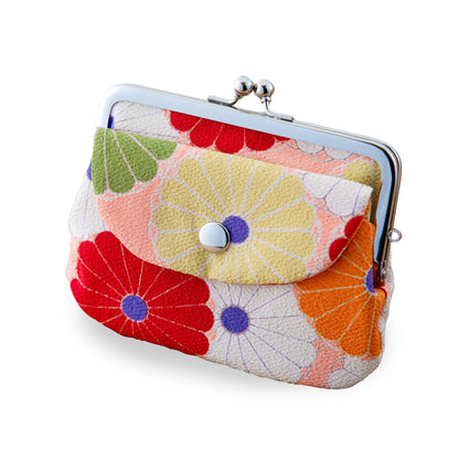 HOTVintage Floral Kiss Lock Coin Change Wallet Purses (Retro Flower - Pinkbeige) / Made in Japan Pouch for Women