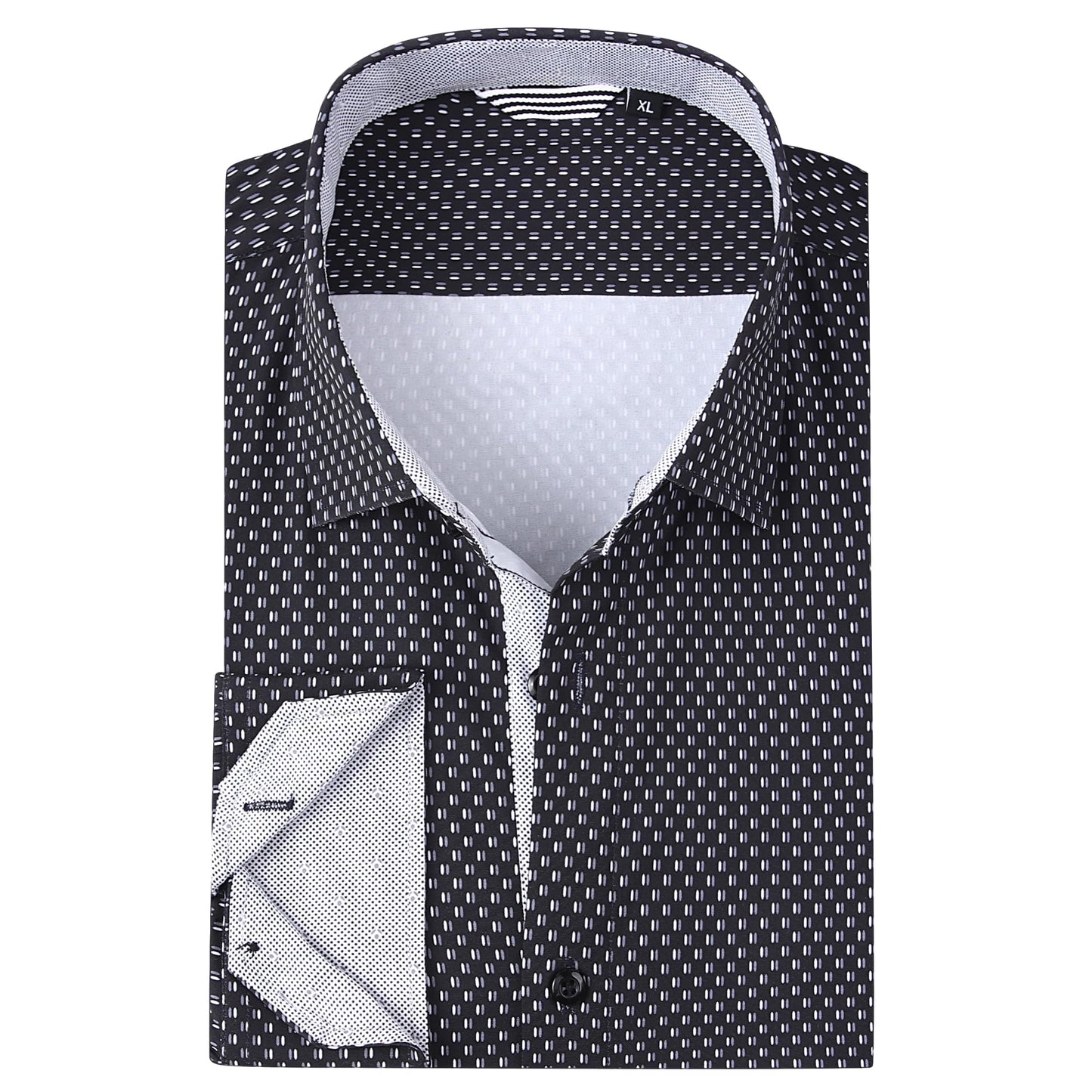 HOTAlex Vando Mens Printed Dress Shirts Regular Fit Casual Button Down Shirt | Wrinkle resistant, Machine washable, Contrast on inner collar & cuff, True-to-size cut, Business & Daily, Easy outfit pairing