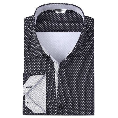 HOTAlex Vando Mens Printed Dress Shirts Regular Fit Casual Button Down Shirt | Wrinkle resistant, Machine washable, Contrast on inner collar & cuff, True-to-size cut, Business & Daily, Easy outfit pairing