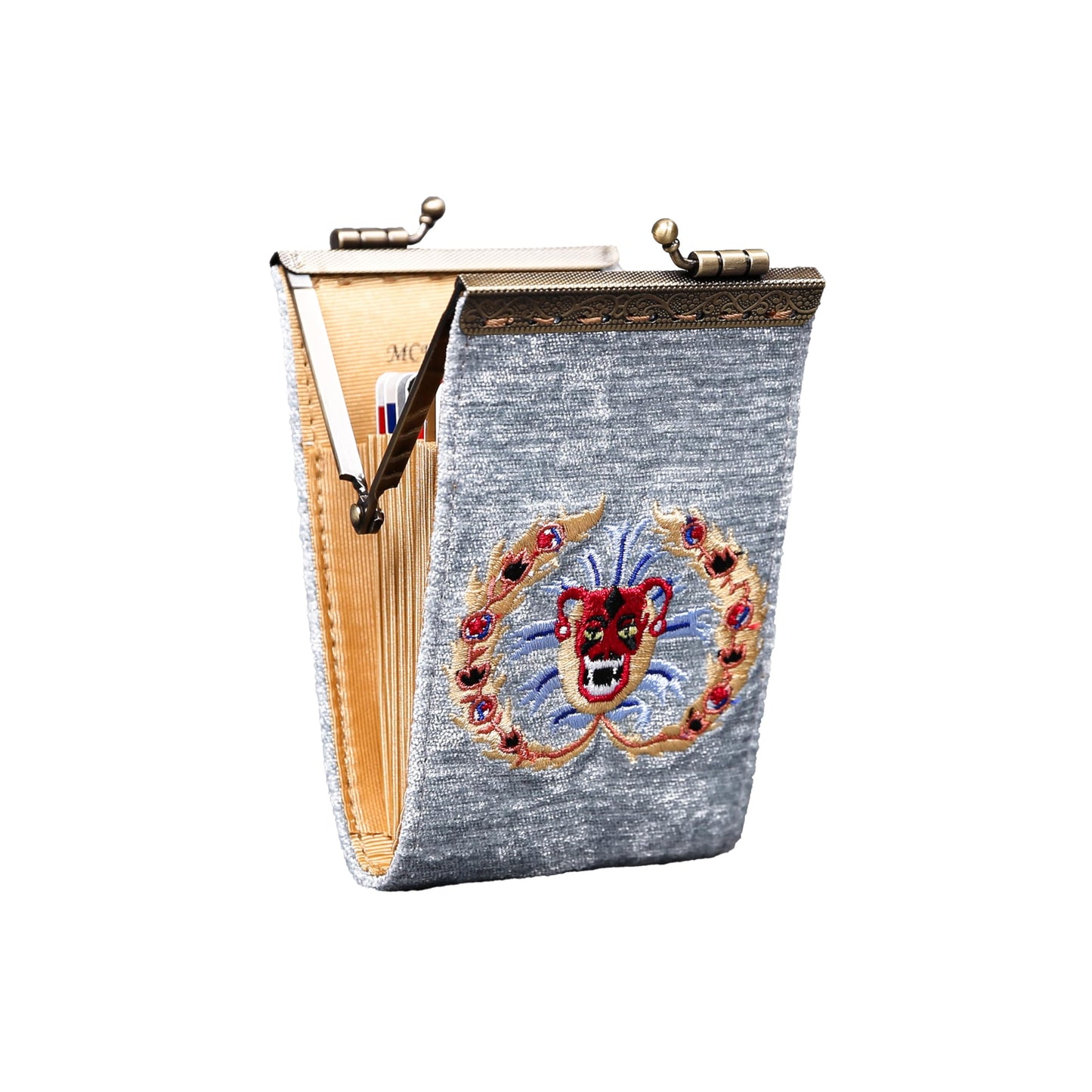 HOTAngelina's Palace Carpet Wallet Vintage Kiss Lock ID Pouch,Clasp Card Holder