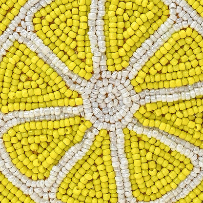 HOTAmerica & Beyond Hand-Beaded Lime Citrus Coin Pouch Mini Zip Pouch with Tassel, 5" x 3.5"