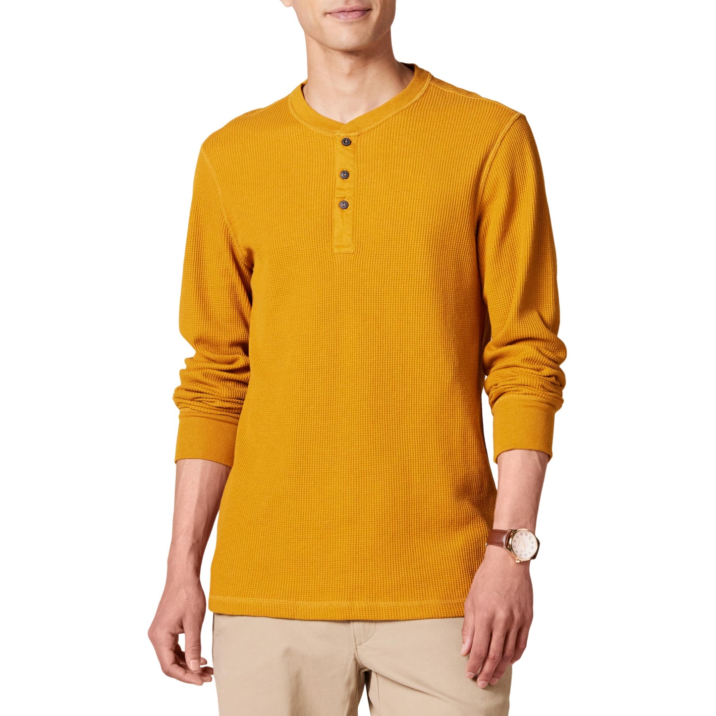 HOTAmazon Essentials Men's Long Sleeve Waffle Henley Shirt