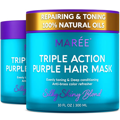 HOTMAREE Deep Conditioning Hair Mask for Damaged Hair Treatment – Keratin Hair Care for Hydrating Growth Repair Moisturizing – Dry Curly Color Refreshing – 10 Fl Oz, Purple