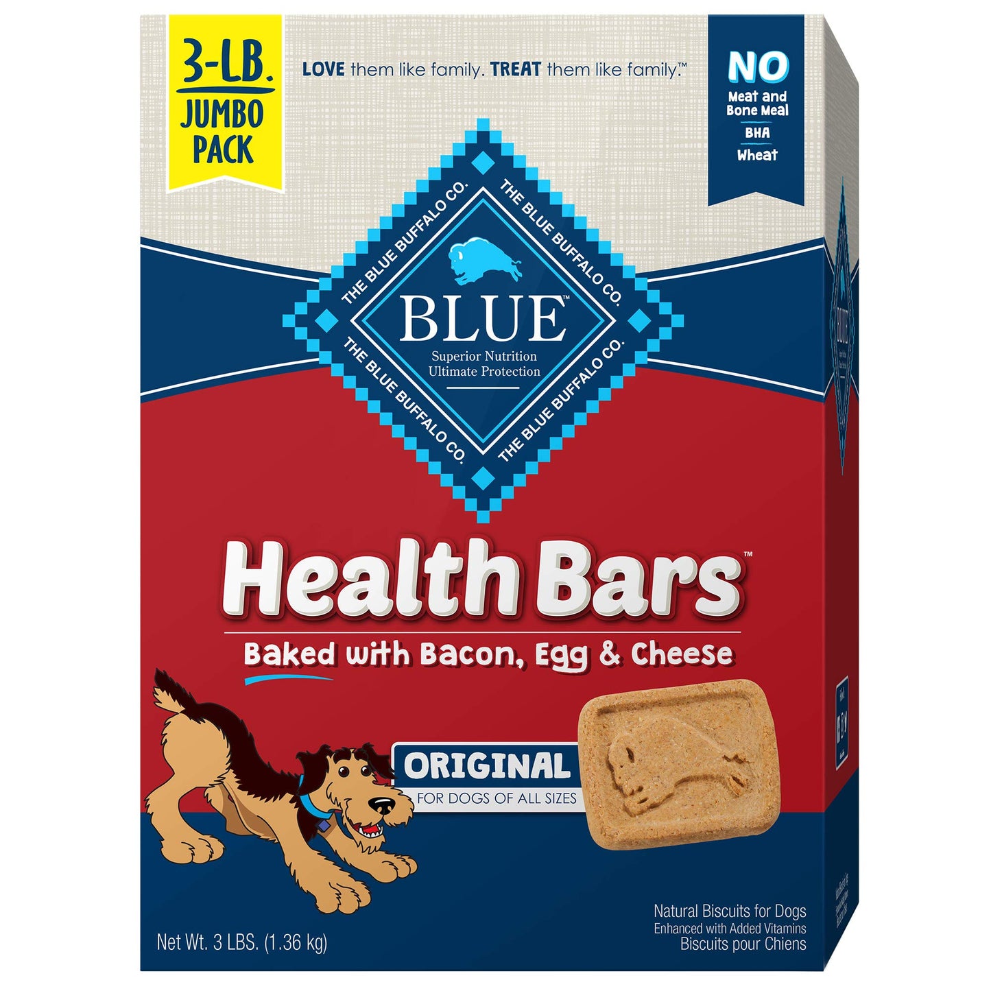 HOTBlue Buffalo Health Bars Dog Biscuits Variety Pack (Bacon Egg Cheese, Apples & Yogurt, Pumpkin & Cinnamon) Healthy Dog Treats with No Artificial Flavors or Preservatives, 16 oz. Each (3 Bags)