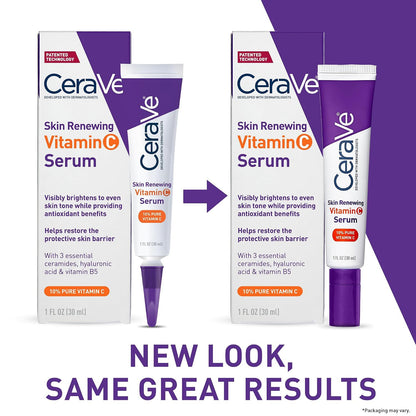 HOTCeraVe Vitamin C Serum for Face with 10% Pure Vitamin C, Hyaluronic Acid & 3 Essential Ceramides, Skin Brightening Antioxidant Serum, Hydrates & Improves Skin Tone & Texture, Fragrance-Free, 1oz