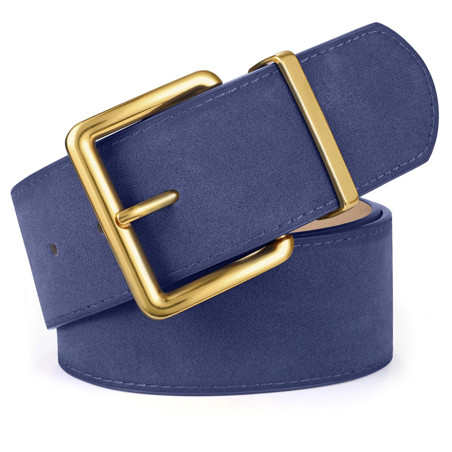 HOTXZQTIVE Women Wide Chunky Belt for Dresses Fashion Thick Suede Belt with Gold Buckle