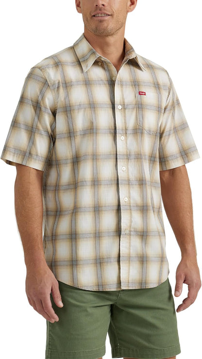 HOTWrangler Authentics Men's Short Sleeve Classic Plaid Shirt