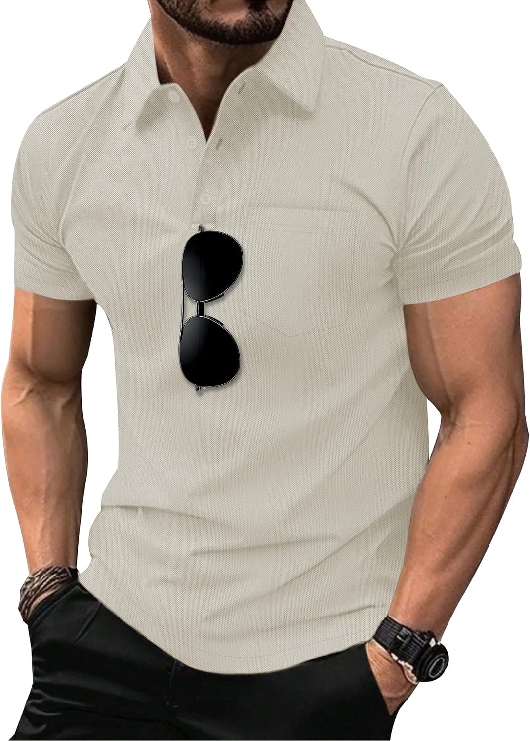 HOTSCODI 5 Pack Mens Pocket Polo Shirts Short Sleeve Multipack Golf Shirt for Men Moisture Wicking Casual Athletic Work T-Shirts