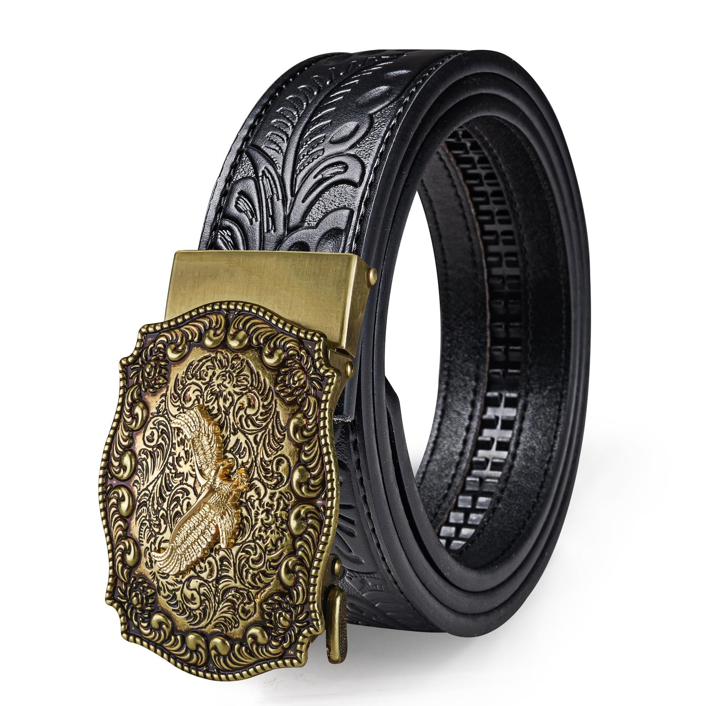 HOTDubulle Designer Mens Belts, Sliding Automatic Buckle Ratchet Dress Belt TOP Genuine Leather Strap Gifts