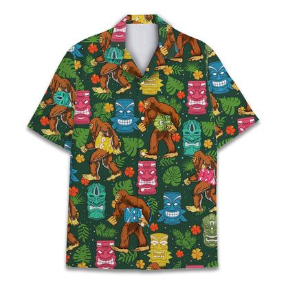 HOTTropical Bigfoot Hawaiian Shirts for Men Women, Sasquatch Summer Beach Button Down Short Sleeve