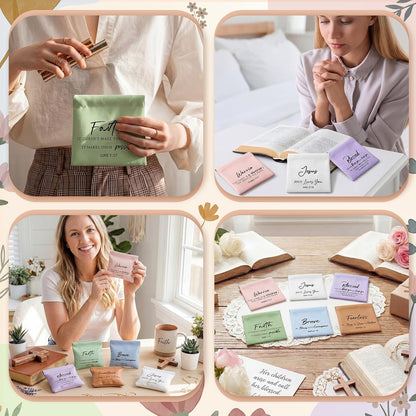HOTTallew 24 Pcs Christian Mother's Day Gifts for Women Bulk Religious Coin Purse Faith Mini Leather Squeeze Coin Pouches Bible Verse Gifts Church Party Favors Scripture Small Makeup Bags for Mom Travel
