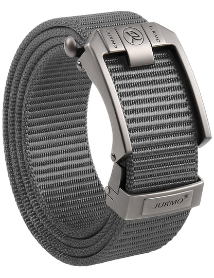 HOTJUKMO Men's Ratchet Belt, Nylon Web with Automatic Slide Buckle in Gift Box | Zinc Alloy Buckle with Micro-Adjust & Trimmable Webbing