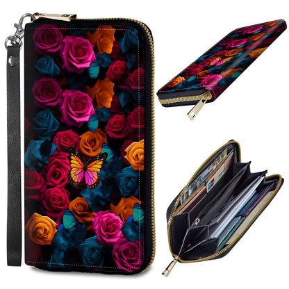 HOTWomens Wallet, PU Leather RFID Cute Wristlet Wallets for Girls Women Ladies Purse Large Credit Card Clutch Purse Card Holder Coin Pocket Travel Wallets with Zipper, Art Black Cat
