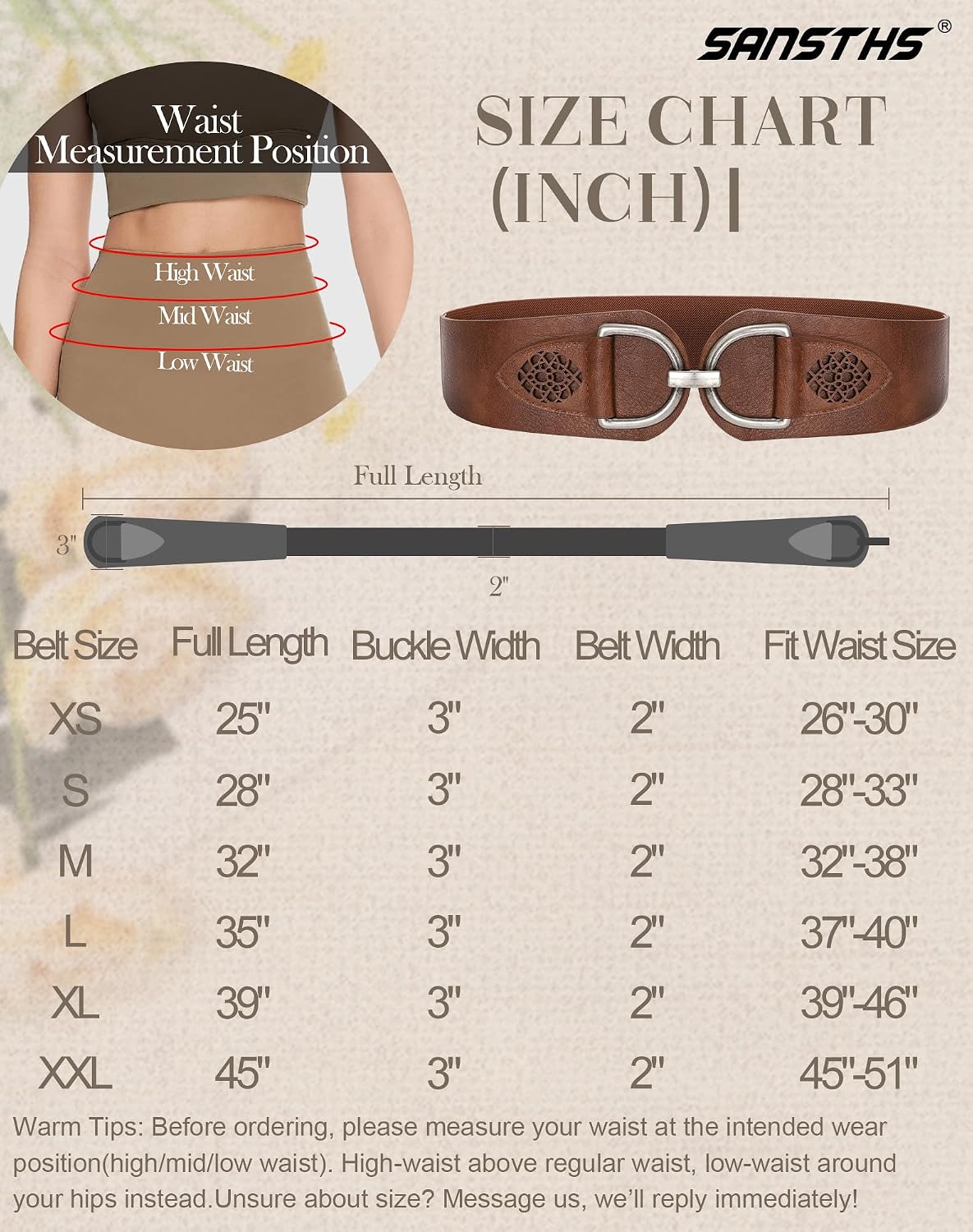 HOTSANSTHS Vintage Women Stretchy Wide Belt Chunky Buckle Elastic Wide Waist Belts for Dresses Coats
