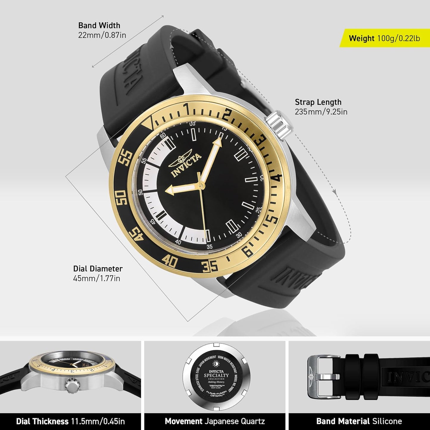 HOTInvicta Men's Specialty Silicone Quartz Watch