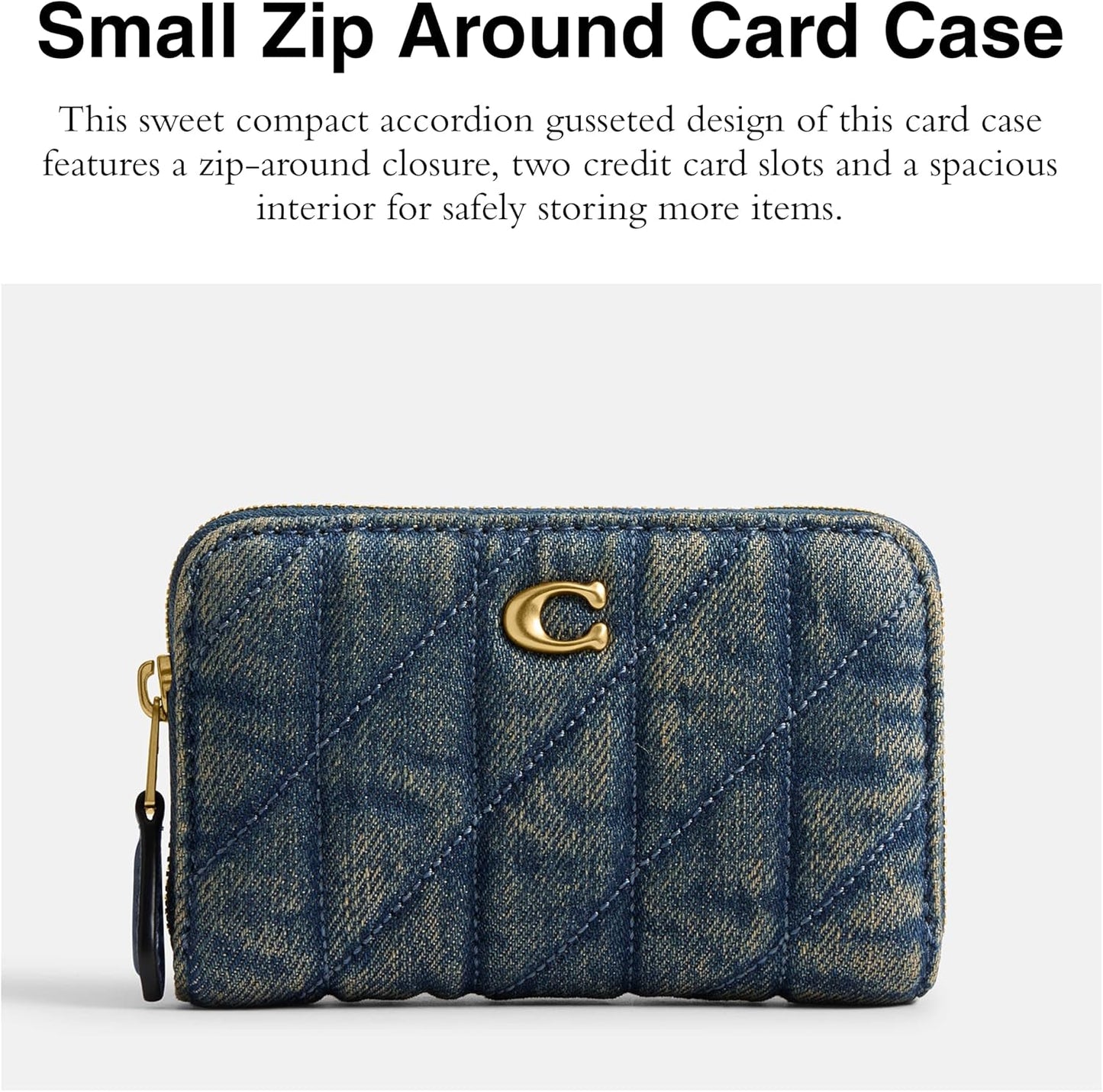 HOTCoach Essential Small Zip Around Card Case with Quilting
