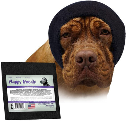 HOTHappy Hoodie The Original Dog & Cat Calming Band - American Brand - Anxiety Relief/Noise Protection - Grooming - Thunder - Fireworks (Black) - Since 2008, Large (Pack of 2)