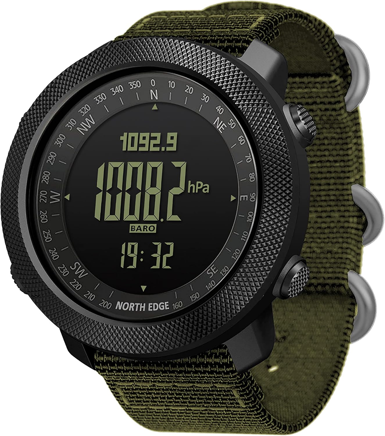HOTNorth Edge Apache Tactical Sports Watches for Men , Outdoor Survival Military Compass Rock Solid Digital Watches with Durable Band, Steps Tracker Pedometer Calories (Green)…