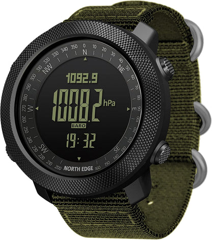 HOTNorth Edge Apache Tactical Sports Watches for Men , Outdoor Survival Military Compass Rock Solid Digital Watches with Durable Band, Steps Tracker Pedometer Calories (Green)…