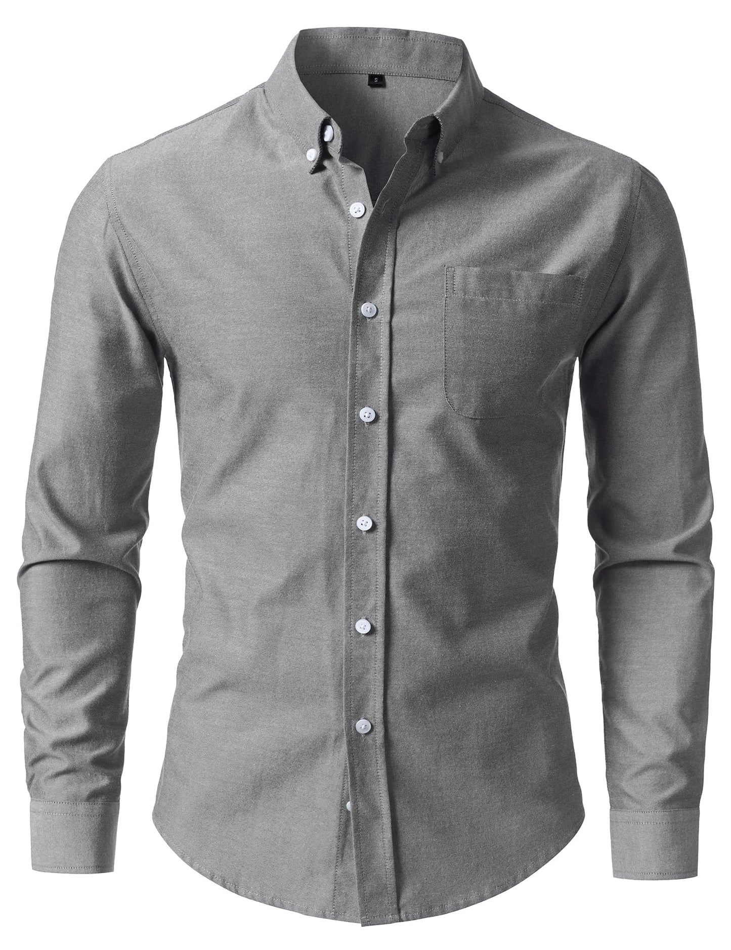HOTLucMatton Men's Lightweight Oxford Long Sleeve Button Down Shirt Business Casual Slim fit Dress Shirts with Pocket