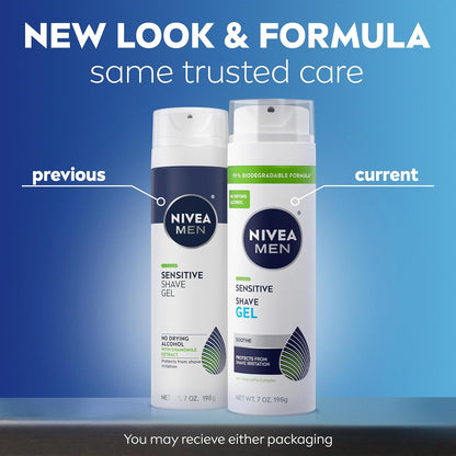 HOTNIVEA MEN Sensitive Shave Gel, Shaving Gel for Men with Sensitive Skin, Enriched with VitaminPro Complex, 7 Oz Can, Pack of 3