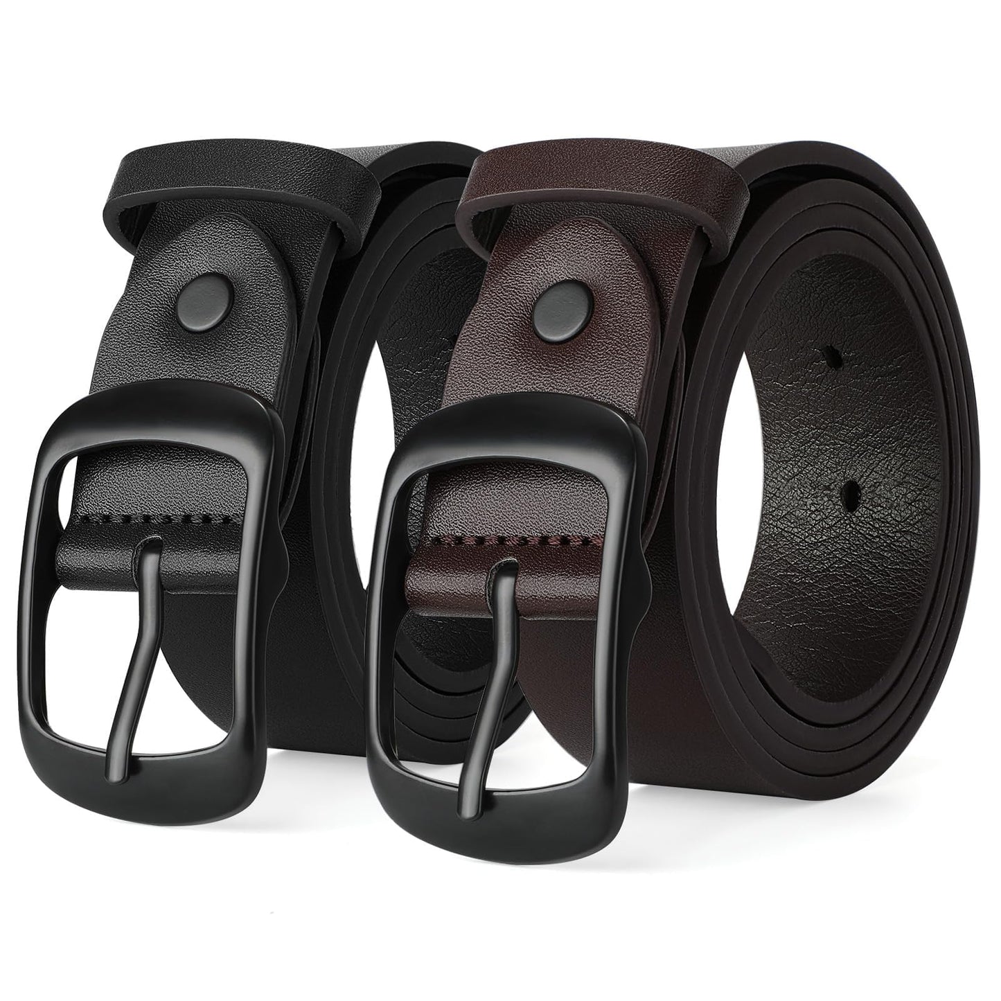 HOTVONMELLI 2 Packs Women Leather Belts for Jeans Fashion Leather Ladies Waist Belt