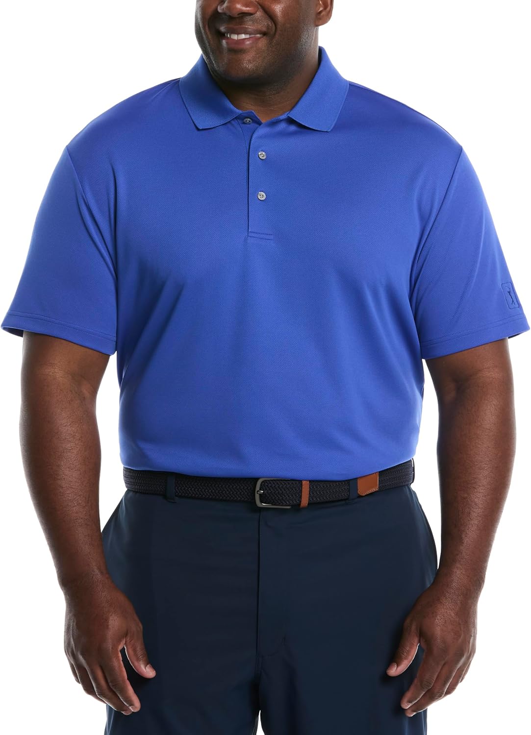 HOTPGA Tour Men's Airflux Solid Mesh Short Sleeve Classic Golf Polo Shirt