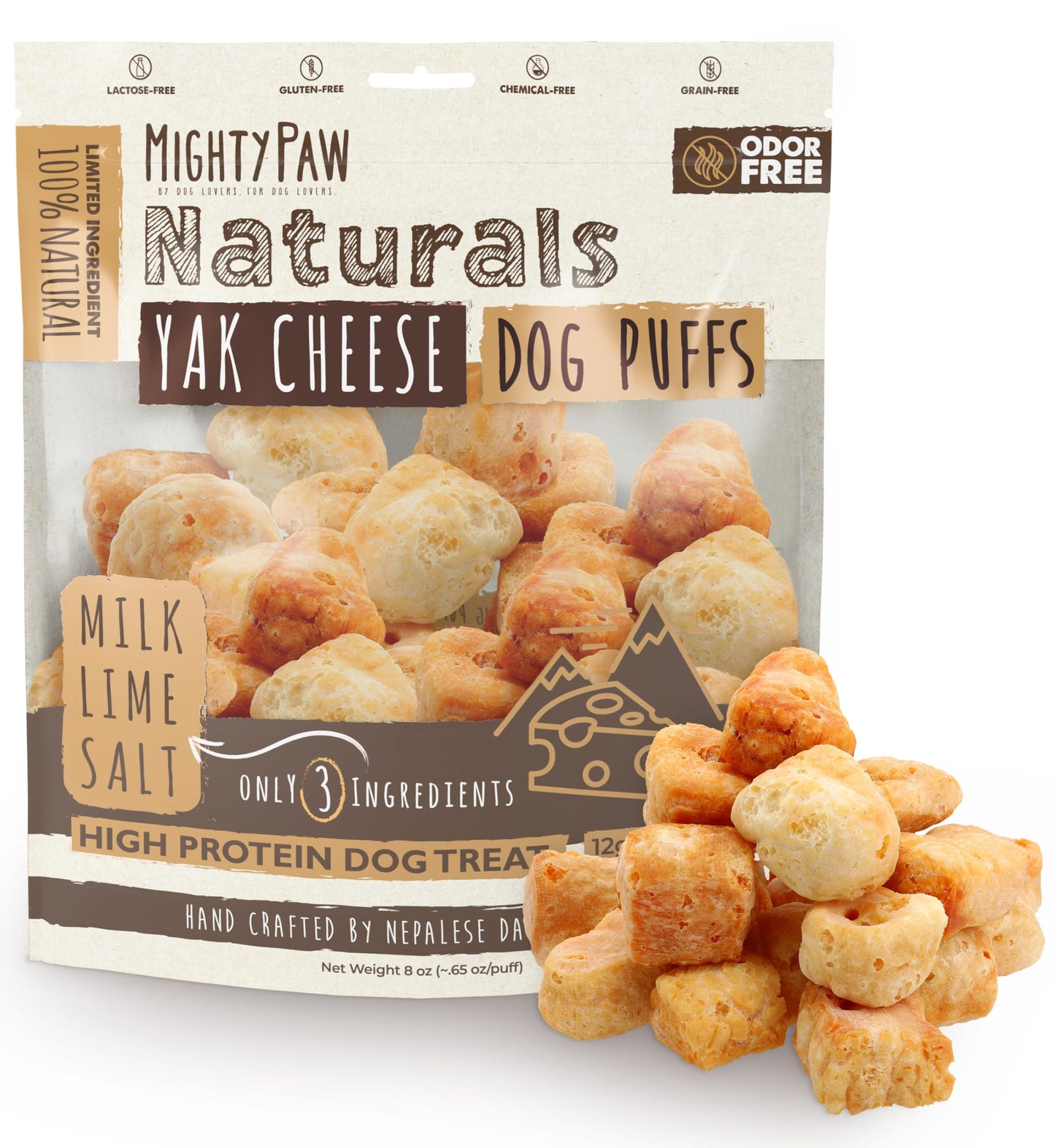 HOTMighty Paw Yak Cheese Dog Chews – All-Natural Long Lasting Hard Chew for Aggressive Chewers – High Protein, Odor-Free Dog Treat – 3 Ingredient Natural Yak Chews for Large Dogs – (4 Pack)