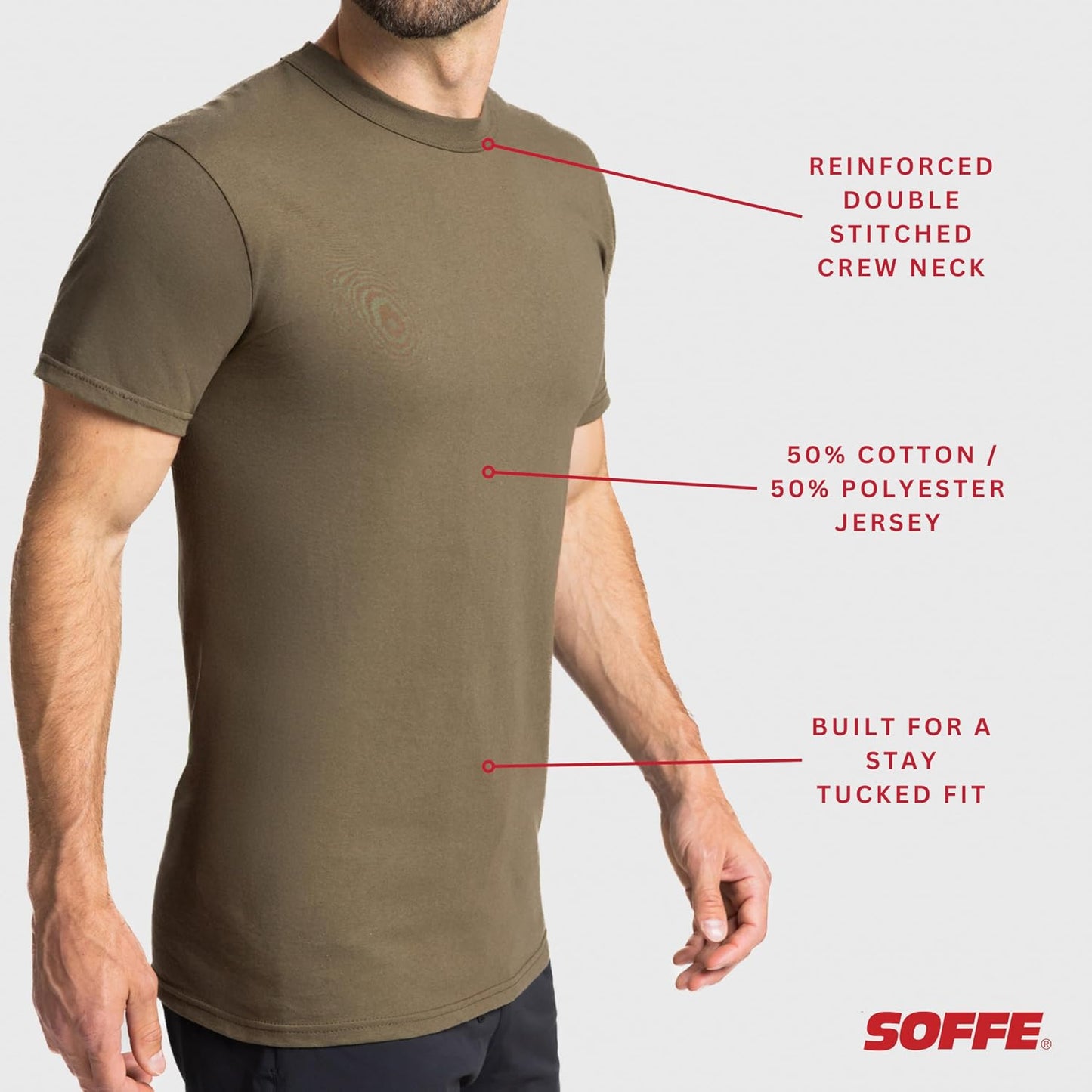 HOTSoffe Men's 3 Pack - USA Poly/Cotton Military Tee