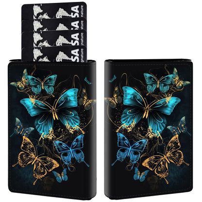 HOTPop Up Wallet Women Men with Money Slot,RFID Blocking Leather Minimalist Automatic Credit Card Holder Business Trifold Card Case-Cherry Blossoms